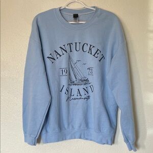 Sweet Claire Light Blue Nantucket Crewneck Sweater